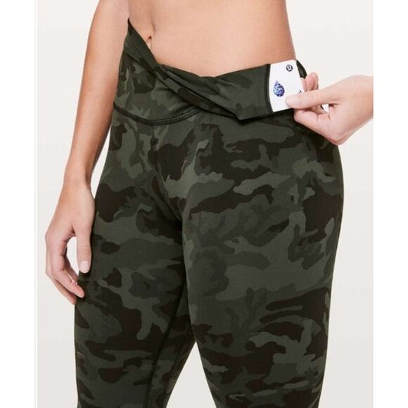 Lululemon Women 0 Incognito Camo Gator Green "Align Crop" Athleisure Leggings - Picture 5 of 8